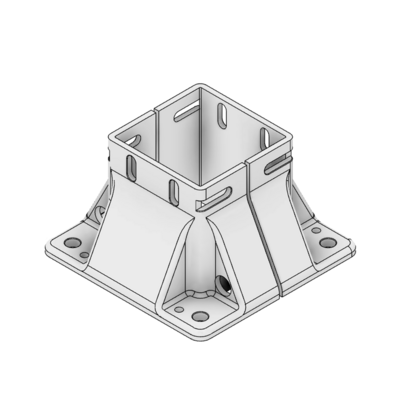 33-9090-7SS MODULAR SOLUTIONS MOUNTING FOOT 4 SIDED FOR 90 X 90 WITH STAINLESS STEEL HARDWARE FULLY ENCLOSED AND SHORT
